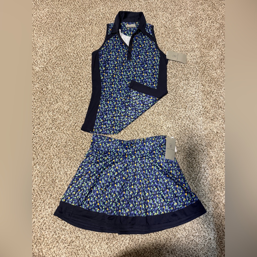 Women’s XS PGA Tour Golf Outfit New with Tags Navy Blue Green and Yellow